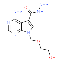 ChemSpider 2D Image | 4-Amino-7-[(2-hydroxyethoxy)methyl]-7H-pyrrolo[2,3-d]pyrimidine-5-carbohydrazide | C10H14N6O3