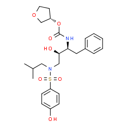 ChemSpider 2D Image | (3S)-Tetrahydro-3-furanyl [(2S,3R)-3-hydroxy-4-{[(4-hydroxyphenyl)sulfonyl](isobutyl)amino}-1-phenyl-2-butanyl]carbamate | C25H34N2O7S