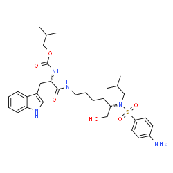 ChemSpider 2D Image | isobutyl N-[(1S)-2-[[(5S)-5-[(4-aminophenyl)sulfonyl-isobutyl-amino]-6-hydroxy-hexyl]amino]-1-(1H-indol-3-ylmethyl)-2-oxo-ethyl]carbamate | C32H47N5O6S