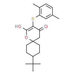 ChemSpider 2D Image | 9-tert-butyl-3-[(2,5-dimethylphenyl)sulfanyl]-2-hydroxy-1-oxaspiro[5.5]undec-2-en-4-one | C22H30O3S
