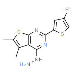 ChemSpider 2D Image | 2-(4-Bromo-2-thienyl)-4-hydrazino-5,6-dimethylthieno[2,3-d]pyrimidine | C12H11BrN4S2