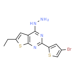 ChemSpider 2D Image | 2-(4-Bromo-2-thienyl)-6-ethyl-4-hydrazinothieno[2,3-d]pyrimidine | C12H11BrN4S2