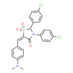 ChemSpider 2D Image | (5E)-2,3-Bis(4-chlorophenyl)-5-[4-(dimethylamino)benzylidene]-1,3-thiazolidin-4-one 1,1-dioxide | C24H20Cl2N2O3S