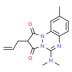 ChemSpider 2D Image | 2-Allyl-5-(dimethylamino)-9-methyl-1H-pyrazolo[1,2-a][1,2,4]benzotriazine-1,3(2H)-dione | C16H18N4O2
