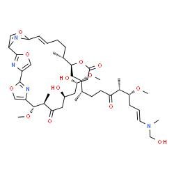 ChemSpider 2D Image | (10S,11R,14S,16S,20S,21R,24E)-14,16-Dihydroxy-20-{(2S,3S,7R,8R,10E)-11-[(hydroxymethyl)(methyl)amino]-2,8-dimethoxy-3,7-dimethyl-6-oxo-10-undecen-1-yl}-10-methoxy-11,21-dimethyl-3,7,19,27-tetraoxa-29,
30,31-triazatetracyclo[24.2.1.1~2,5~.1~6,9~]hentriaconta-1(28),2(31),4,6(30),8,24,26(29)-heptaene-12,18-dione | C44H64N4O13