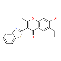 ChemSpider 2D Image | 3-Benzothiazol-2-yl-6-ethyl-7-hydroxy-2-methyl-chromen-4-one | C19H15NO3S