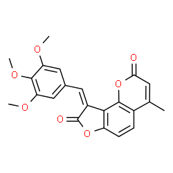ChemSpider 2D Image | 9H-Furo[2,3-H]chromene-2,8-dione, 4-methyl-9-(3,4,5-trimethoxybenzylidene)- | C22H18O7