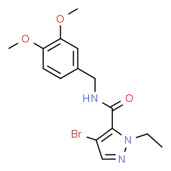 ChemSpider 2D Image | 4-Bromo-N-(3,4-dimethoxybenzyl)-1-ethyl-1H-pyrazole-5-carboxamide | C15H18BrN3O3