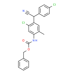 ChemSpider 2D Image | Benzyl {5-chloro-4-[(4-chlorophenyl)(cyano)methyl]-2-methylphenyl}carbamate | C23H18Cl2N2O2