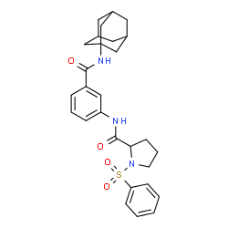 ChemSpider 2D Image | N-[3-(Adamantan-1-ylcarbamoyl)phenyl]-1-(phenylsulfonyl)prolinamide | C28H33N3O4S