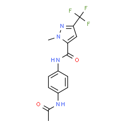 ChemSpider 2D Image | N-(4-Acetamidophenyl)-1-methyl-3-(trifluoromethyl)-1H-pyrazole-5-carboxamide | C14H13F3N4O2