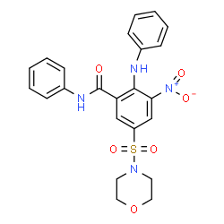 ChemSpider 2D Image | 2-Anilino-5-(4-morpholinylsulfonyl)-3-nitro-N-phenylbenzamide | C23H22N4O6S
