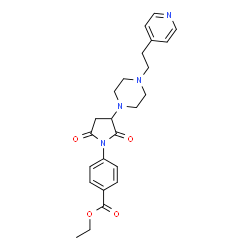 ChemSpider 2D Image | Ethyl 4-(2,5-dioxo-3-{4-[2-(4-pyridinyl)ethyl]-1-piperazinyl}-1-pyrrolidinyl)benzoate | C24H28N4O4