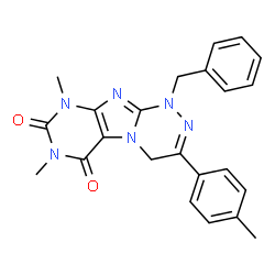 ChemSpider 2D Image | 1-Benzyl-7,9-dimethyl-3-(4-methylphenyl)-1,4-dihydro[1,2,4]triazino[3,4-f]purine-6,8(7H,9H)-dione | C23H22N6O2