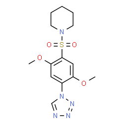 ChemSpider 2D Image | 1-{[2,5-Dimethoxy-4-(1H-tetrazol-1-yl)phenyl]sulfonyl}piperidine | C14H19N5O4S