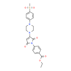 ChemSpider 2D Image | Ethyl 4-(3-{4-[4-(methylsulfonyl)phenyl]-1-piperazinyl}-2,5-dioxo-2,5-dihydro-1H-pyrrol-1-yl)benzoate | C24H25N3O6S