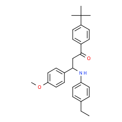 ChemSpider 2D Image | 3-[(4-Ethylphenyl)amino]-3-(4-methoxyphenyl)-1-[4-(2-methyl-2-propanyl)phenyl]-1-propanone | C28H33NO2