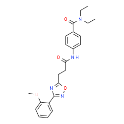 ChemSpider 2D Image | N,N-Diethyl-4-({3-[3-(2-methoxyphenyl)-1,2,4-oxadiazol-5-yl]propanoyl}amino)benzamide | C23H26N4O4