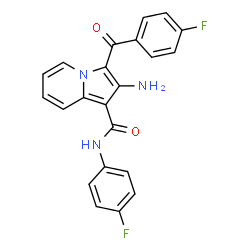 ChemSpider 2D Image | 2-Amino-3-(4-fluorobenzoyl)-N-(4-fluorophenyl)-1-indolizinecarboxamide | C22H15F2N3O2