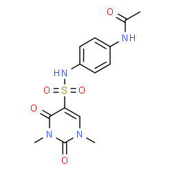 ChemSpider 2D Image | N-(4-{[(1,3-Dimethyl-2,4-dioxo-1,2,3,4-tetrahydro-5-pyrimidinyl)sulfonyl]amino}phenyl)acetamide | C14H16N4O5S