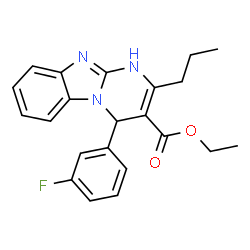 ChemSpider 2D Image | Ethyl 4-(3-fluorophenyl)-2-propyl-1,4-dihydropyrimido[1,2-a]benzimidazole-3-carboxylate | C22H22FN3O2
