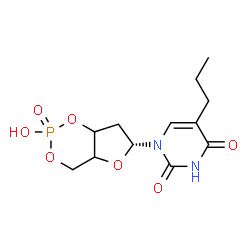ChemSpider 2D Image | 1-[(6R)-2-Hydroxy-2-oxidotetrahydro-4H-furo[3,2-d][1,3,2]dioxaphosphinin-6-yl]-5-propyl-2,4(1H,3H)-pyrimidinedione | C12H17N2O7P