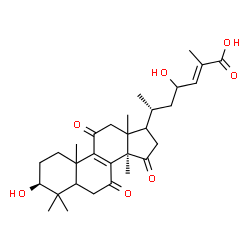 ChemSpider 2D Image | (3beta,5xi,10xi,13xi,17xi,24E)-3,23-Dihydroxy-7,11,15-trioxolanosta-8,24-dien-26-oic acid | C30H42O7
