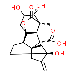 ChemSpider 2D Image | (2R,5S,8S,9S,10R,11R,12R)-5,12,13-Trihydroxy-11-methyl-6-methylene-16-oxo-15-oxapentacyclo[9.3.2.1~5,8~.0~1,10~.0~2,8~]heptadecane-9-carboxylic acid | C19H24O7
