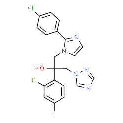 ChemSpider 2D Image | 1-[2-(4-Chlorophenyl)-1H-imidazol-1-yl]-2-(2,4-difluorophenyl)-3-(1H-1,2,4-triazol-1-yl)-2-propanol | C20H16ClF2N5O