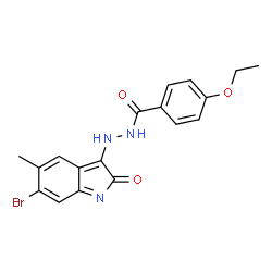 ChemSpider 2D Image | N'-(6-Bromo-5-methyl-2-oxo-2H-indol-3-yl)-4-ethoxybenzohydrazide | C18H16BrN3O3