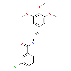 ChemSpider 2D Image | 3-Chloro-N'-[(E)-(3,4,5-trimethoxyphenyl)methylene]benzohydrazide | C17H17ClN2O4