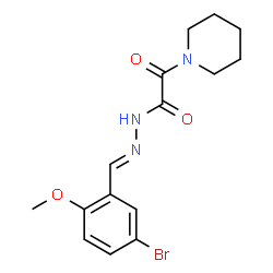 ChemSpider 2D Image | N'-[(E)-(5-Bromo-2-methoxyphenyl)methylene]-2-oxo-2-(1-piperidinyl)acetohydrazide | C15H18BrN3O3