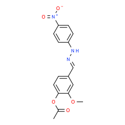 ChemSpider 2D Image | 2-Methoxy-4-{(E)-[(4-nitrophenyl)hydrazono]methyl}phenyl acetate | C16H15N3O5