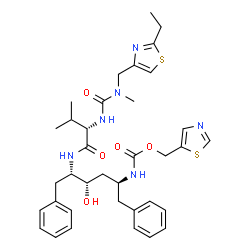 ChemSpider 2D Image | N~2~-{[(2-Ethyl-1,3-thiazol-4-yl)methyl](methyl)carbamoyl}-N-[(2S,3S,5S)-3-hydroxy-1,6-diphenyl-5-{[(1,3-thiazol-5-ylmethoxy)carbonyl]amino}-2-hexanyl]-L-valinamide | C36H46N6O5S2