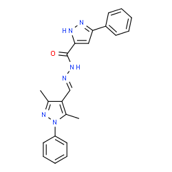 ChemSpider 2D Image | N'-[(E)-(3,5-Dimethyl-1-phenyl-1H-pyrazol-4-yl)methylene]-3-phenyl-1H-pyrazole-5-carbohydrazide | C22H20N6O