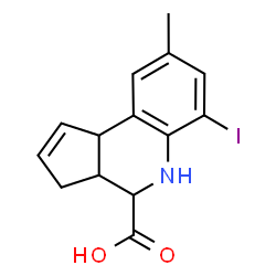 ChemSpider 2D Image | 6-Iodo-8-methyl-3a,4,5,9b-tetrahydro-3H-cyclopenta[c]quinoline-4-carboxylic acid | C14H14INO2