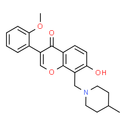 ChemSpider 2D Image | 7-Hydroxy-3-(2-methoxy-phenyl)-8-(4-methyl-piperidin-1-ylmethyl)-chromen-4-one | C23H25NO4