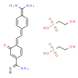ChemSpider 2D Image | 2-Hydroxyethanesulfonic acid - (4E)-4-{2-[4-(diaminomethylene)-2,5-cyclohexadien-1-ylidene]ethylidene}-3-oxo-1,5-cyclohexadiene-1-carboximidamide (2:1) | C20H28N4O9S2
