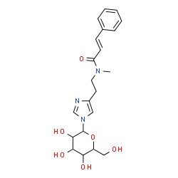 ChemSpider 2D Image | 1-Hexopyranosyl-4-(2-{methyl[(2E)-3-phenyl-2-propenoyl]amino}ethyl)-1H-imidazole | C21H27N3O6