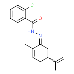 ChemSpider 2D Image | 2-Chloro-N'-[(1Z,5R)-5-isopropenyl-2-methyl-2-cyclohexen-1-ylidene]benzohydrazide | C17H19ClN2O