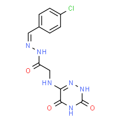 ChemSpider 2D Image | N'-[(Z)-(4-Chlorophenyl)methylene]-2-[(3,5-dioxo-2,3,4,5-tetrahydro-1,2,4-triazin-6-yl)amino]acetohydrazide | C12H11ClN6O3