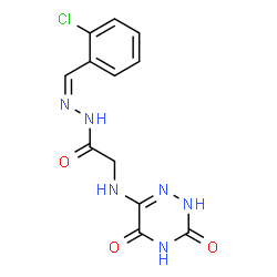 ChemSpider 2D Image | N'-[(Z)-(2-Chlorophenyl)methylene]-2-[(3,5-dioxo-2,3,4,5-tetrahydro-1,2,4-triazin-6-yl)amino]acetohydrazide | C12H11ClN6O3