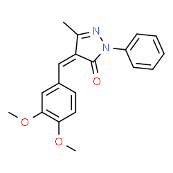 ChemSpider 2D Image | (4Z)-4-(3,4-Dimethoxybenzylidene)-5-methyl-2-phenyl-2,4-dihydro-3H-pyrazol-3-one | C19H18N2O3