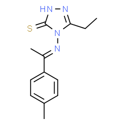 ChemSpider 2D Image | 5-Ethyl-4-{[(1E)-1-(4-methylphenyl)ethylidene]amino}-4H-1,2,4-triazole-3-thiol | C13H16N4S