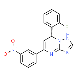 ChemSpider 2D Image | (7R)-7-(2-Fluorophenyl)-5-(3-nitrophenyl)-1,7-dihydro[1,2,4]triazolo[1,5-a]pyrimidine | C17H12FN5O2