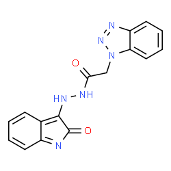 ChemSpider 2D Image | 2-(1H-Benzotriazol-1-yl)-N'-(2-oxo-2H-indol-3-yl)acetohydrazide | C16H12N6O2