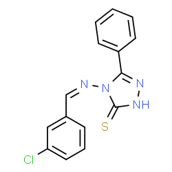 ChemSpider 2D Image | 4-[(Z)-(3-Chlorobenzylidene)amino]-5-phenyl-2,4-dihydro-3H-1,2,4-triazole-3-thione | C15H11ClN4S