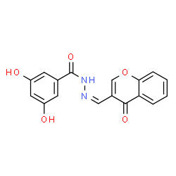 ChemSpider 2D Image | 3,5-Dihydroxy-N'-[(Z)-(4-oxo-4H-chromen-3-yl)methylene]benzohydrazide | C17H12N2O5
