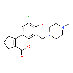 ChemSpider 2D Image | 8-Chloro-7-hydroxy-6-[(4-methyl-1-piperazinyl)methyl]-2,3-dihydrocyclopenta[c]chromen-4(1H)-one | C18H21ClN2O3