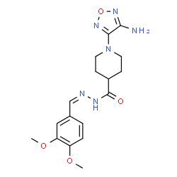 ChemSpider 2D Image | 1-(4-Amino-1,2,5-oxadiazol-3-yl)-N'-[(Z)-(3,4-dimethoxyphenyl)methylene]-4-piperidinecarbohydrazide | C17H22N6O4
